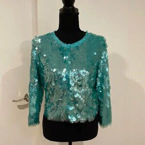 Shimmery turquoise sequin jacket